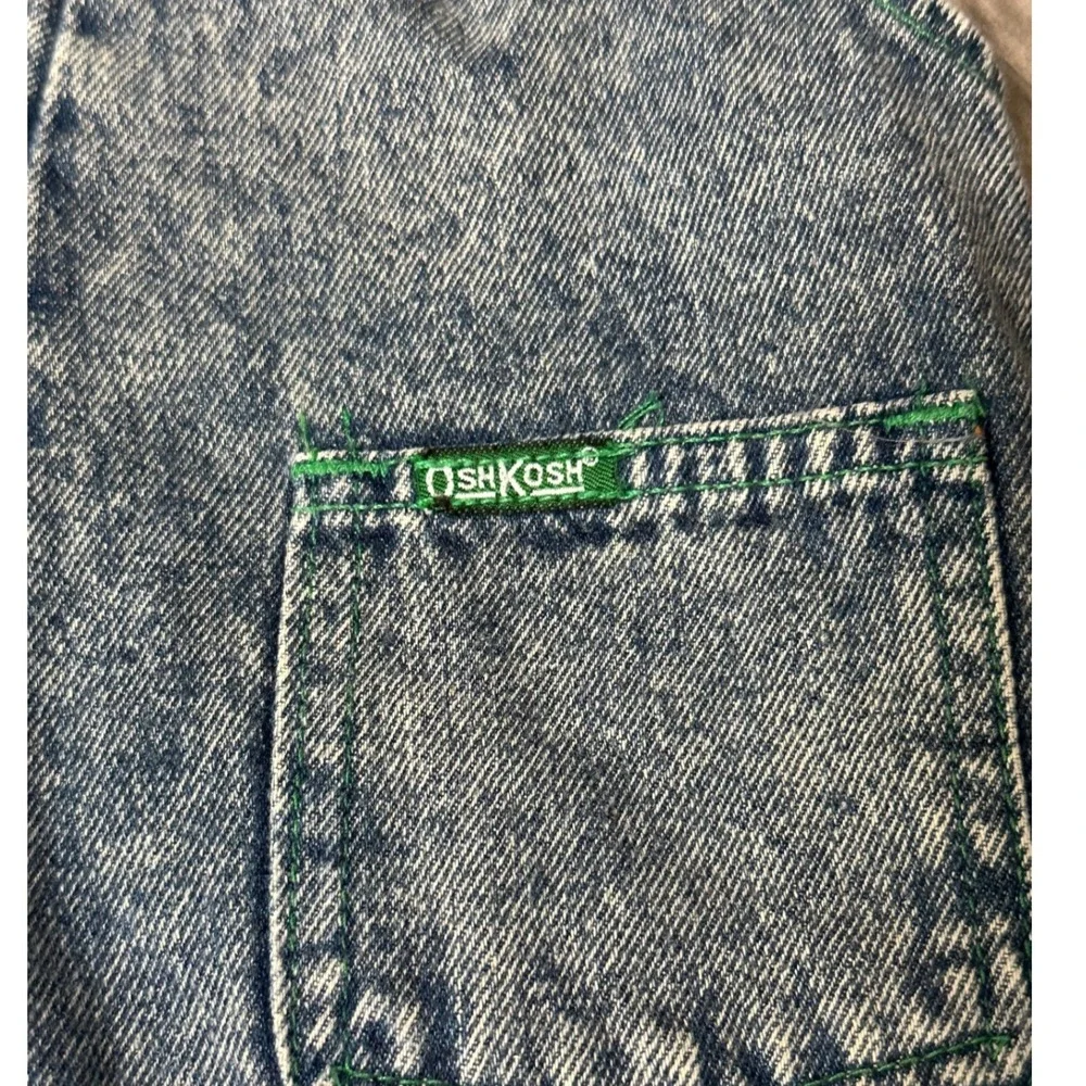 Vintage OshKosh Bgosh Joes Garage Acid Wash Denim Overalls Kids Blue 3T